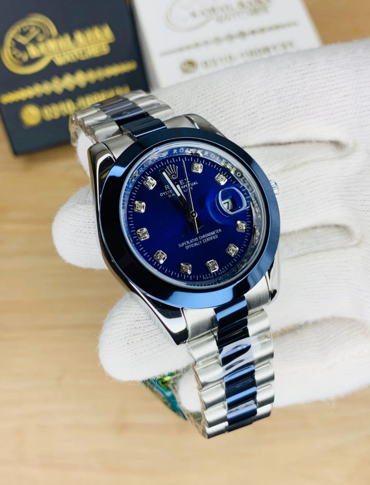 Rolex Two Tone chain Blue silver